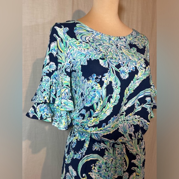 Lilly Pulitzer Lula Romper High Tide Navy Scuba Doo Engineered Romper Size SMALL - Picture 8 of 15